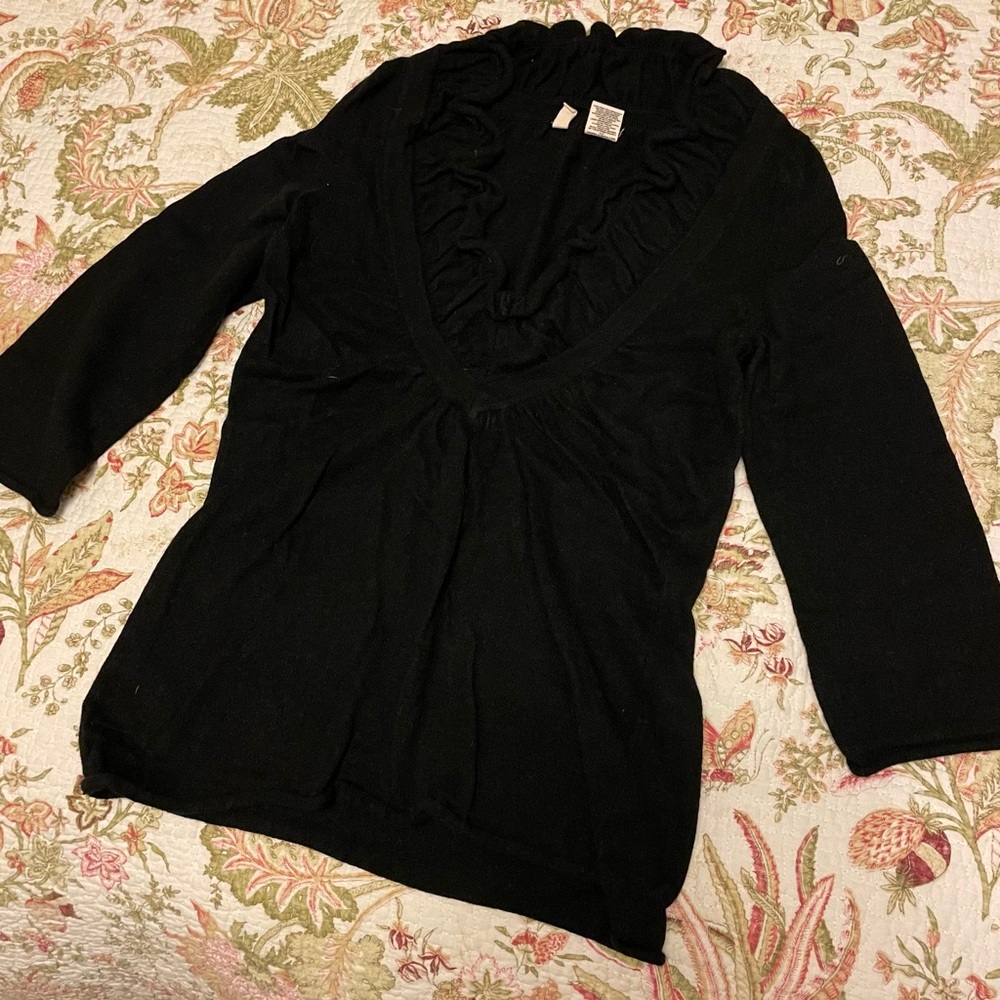 Moth Black V-Neck Sweater